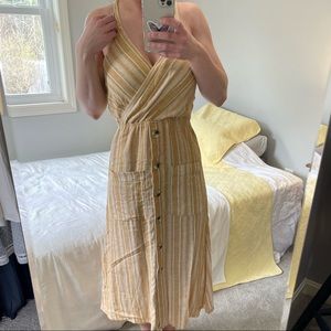 Yellow & White stripe midi dress